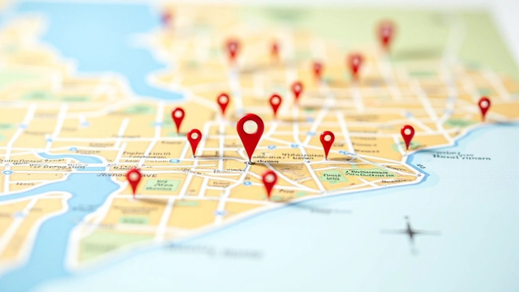 Detailed neighbourhood map showing customer density heat map with store location markers and walking radius circles